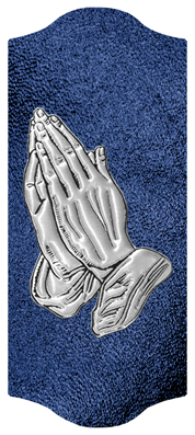 DARAY-C-516-SL-SH-BL Silver Praying Hands Shimmer Blue